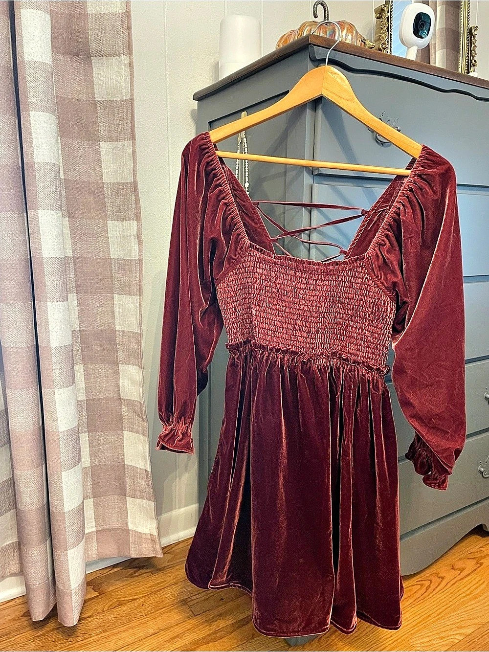 Free People Daphne Velvet Mini Dress Burgundy